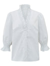 Blouse with v-neck and ruffles