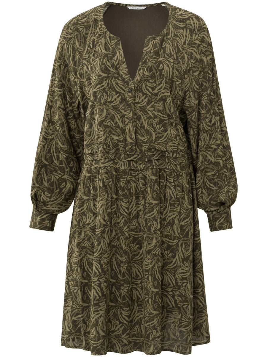Printed Detailed V-Neck Dress Mekot