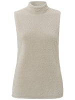 YAYA Fluffy sleeveless sweater Pure cashmere brown