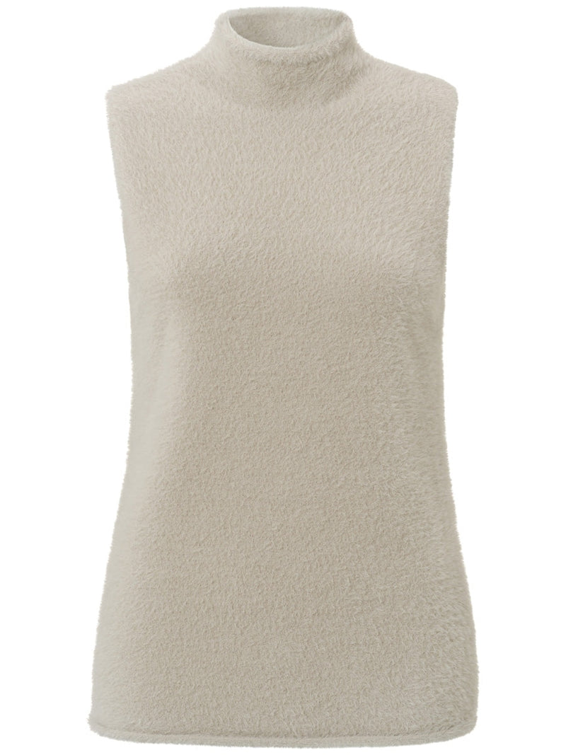 YAYA Fluffy sleeveless sweater Pure cashmere brown