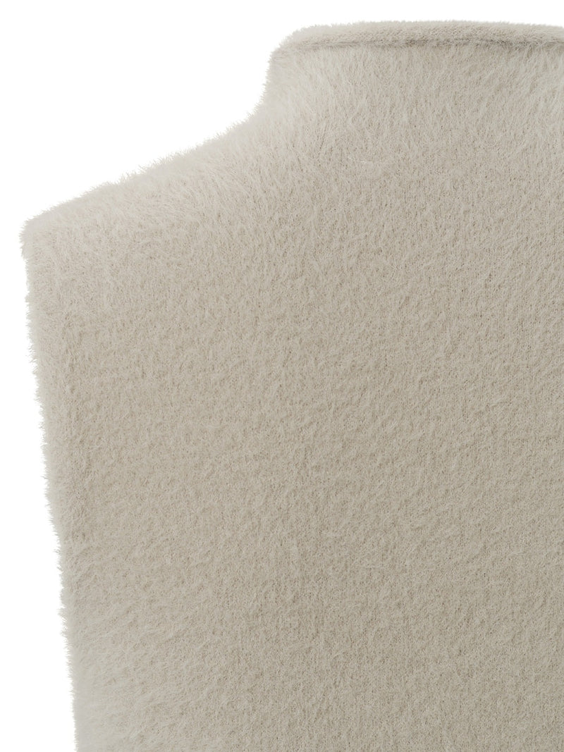 YAYA Fluffy sleeveless sweater Pure cashmere brown