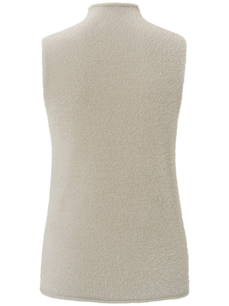 YAYA Fluffy sleeveless sweater Pure cashmere brown