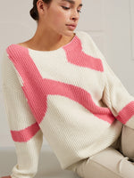 YAYA Sweater with jaquard Bone white dessin