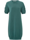 YAYA Knitted dress puff sleeves Hydro Blue