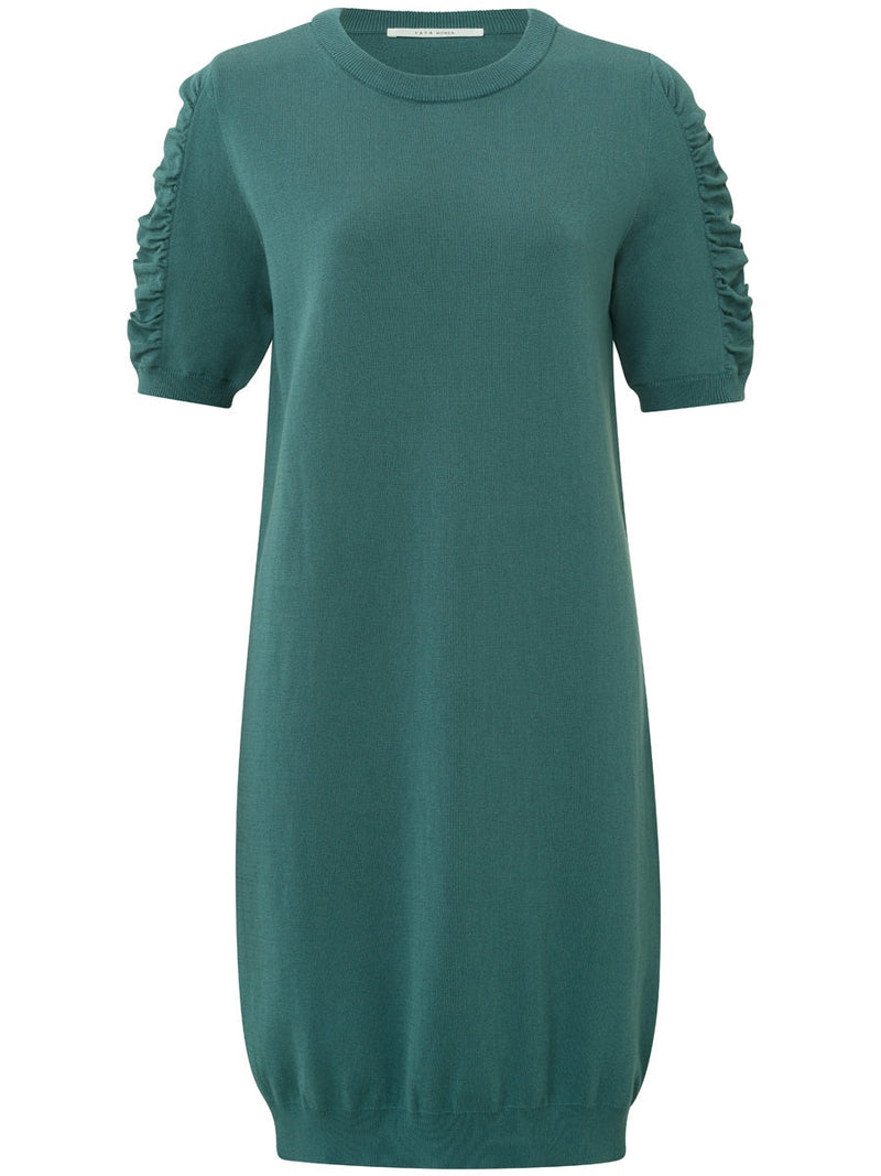 YAYA Knitted dress puff sleeves Hydro Blue