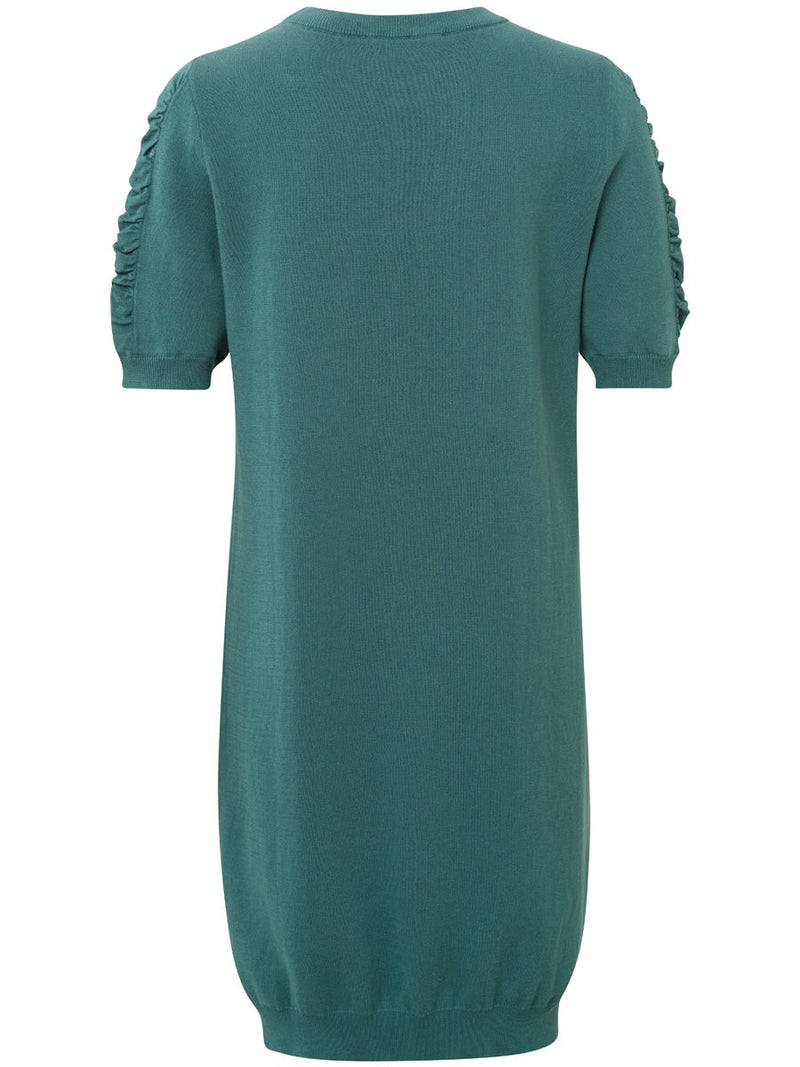 YAYA Knitted dress puff sleeves Hydro Blue