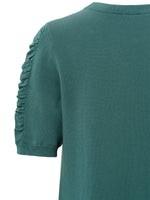 YAYA Knitted dress puff sleeves Hydro Blue