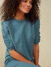 YAYA Knitted dress puff sleeves Hydro Blue