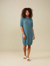 YAYA Knitted dress puff sleeves Hydro Blue