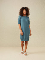 YAYA Knitted dress puff sleeves Hydro Blue
