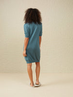 YAYA Knitted dress puff sleeves Hydro Blue