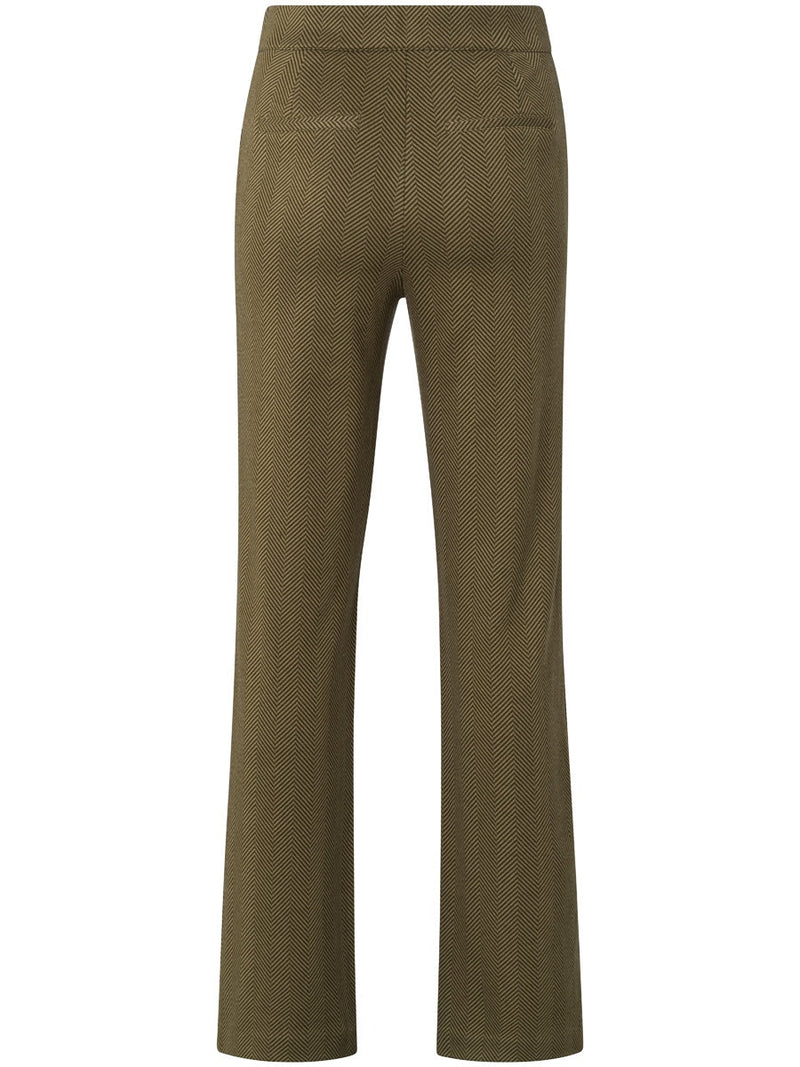 YAYA Soft herringbone trousers Dark army green dessin