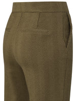 YAYA Soft herringbone trousers Dark army green dessin