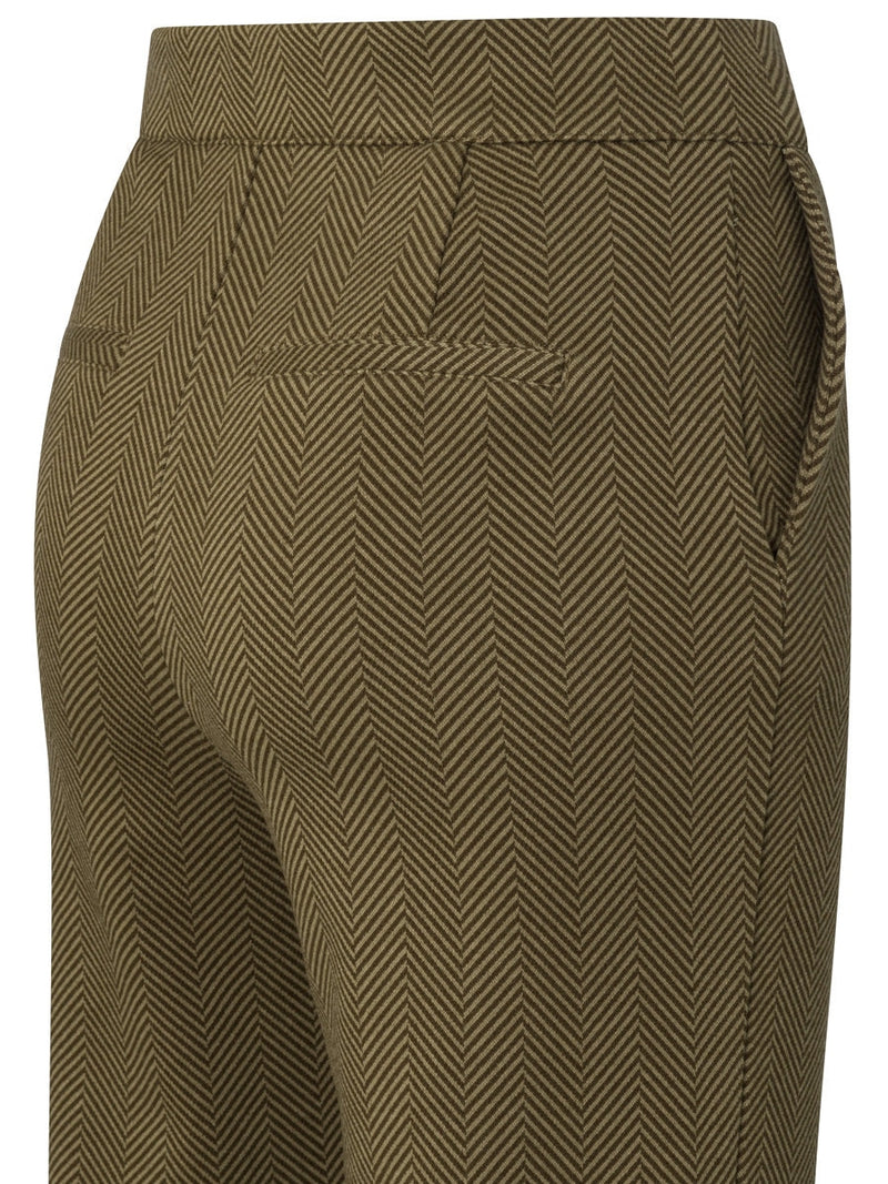 YAYA Soft herringbone trousers Dark army green dessin