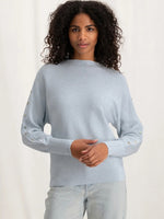YAYA Sweater with button detail Plein AIr Blue Melange Neule Vaaleansininen