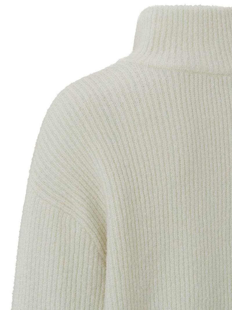 YAYA Sweater with collar and zipper Silver birch sand