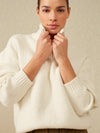 YAYA Sweater with collar and zipper Silver birch sand