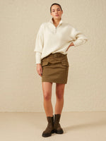 YAYA Sweater with collar and zipper Silver birch sand