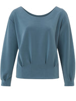 YAYA Sweatshirt with pleats Bluefin blue
