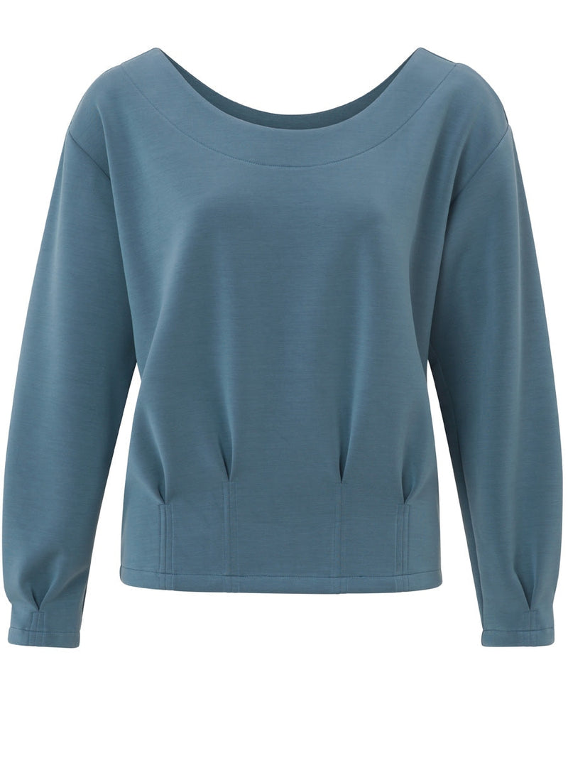 YAYA Sweatshirt with pleats Bluefin blue