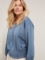 YAYA Sweatshirt with pleats Bluefin blue