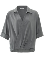 YAYA V-neck drape top Magnet Grey