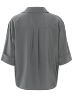 YAYA V-neck drape top Magnet Grey