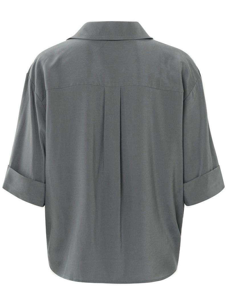 YAYA V-neck drape top Magnet Grey