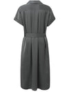 YAYA V-neck dress w. strap Magnet Grey