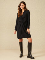 YAYA Woven dress with knotted detail Black
