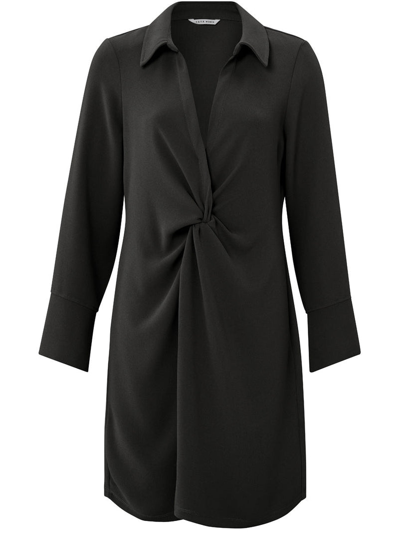YAYA Woven dress with knotted detail Black