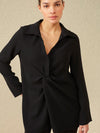 YAYA Woven top with knotted detail Black