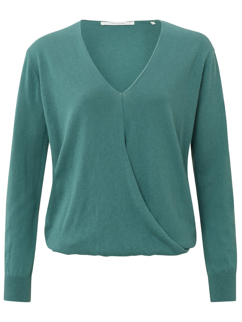 YAYA Wrap sweater with v-neck Hydro Blue