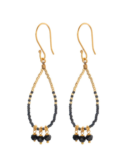 A Beautiful Story BECOMING black onyx gold earrings