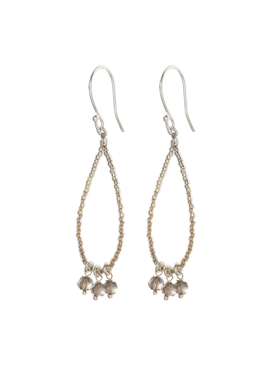 A Beautiful Story BECOMING smokey quartz silver earrings
