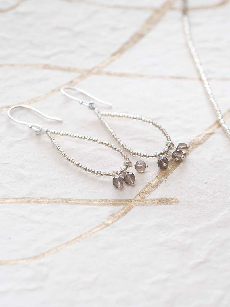 A Beautiful Story BECOMING smokey quartz silver earrings