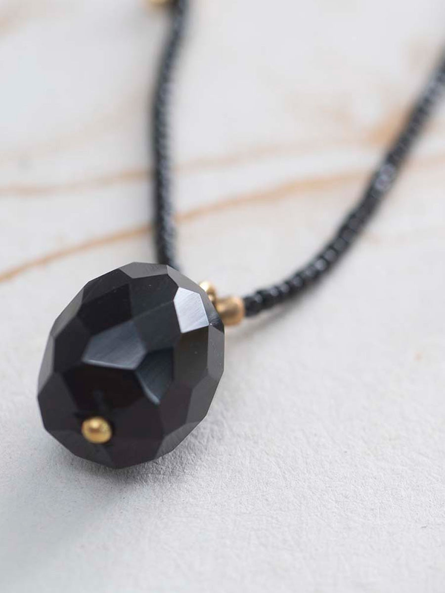 A Beautiful Story CHERISH black onyx gold necklace