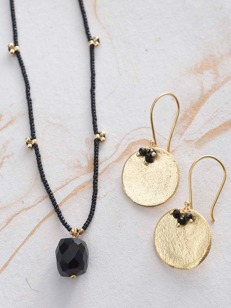 A Beautiful Story CHERISH black onyx gold necklace