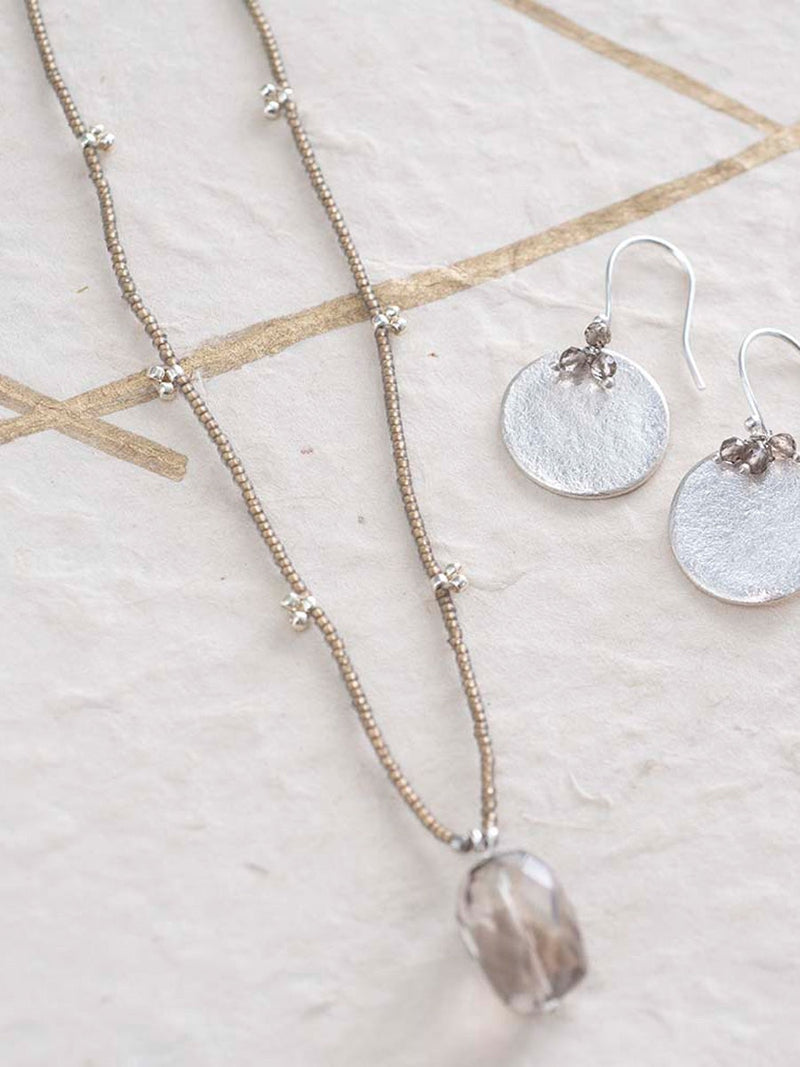 A Beautiful Story CHERISH smokey quartz silver necklace