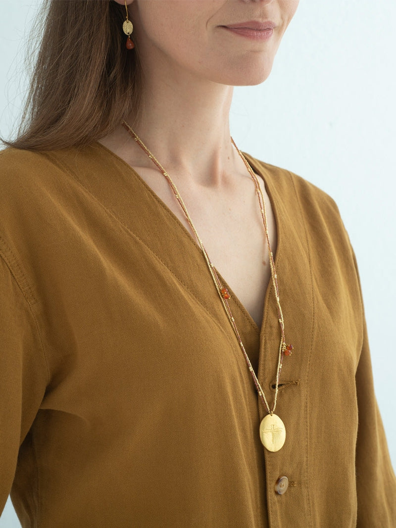 A Beautiful Story Courage Carnelian Gold Necklace
