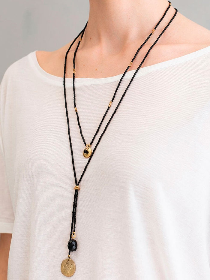 A Beauiful Story FAIRY black onyx stars gold necklace