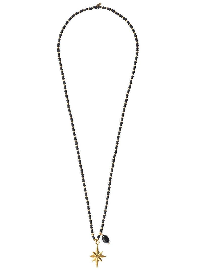 A Beautiful Story FANTASY black onyx gold necklace