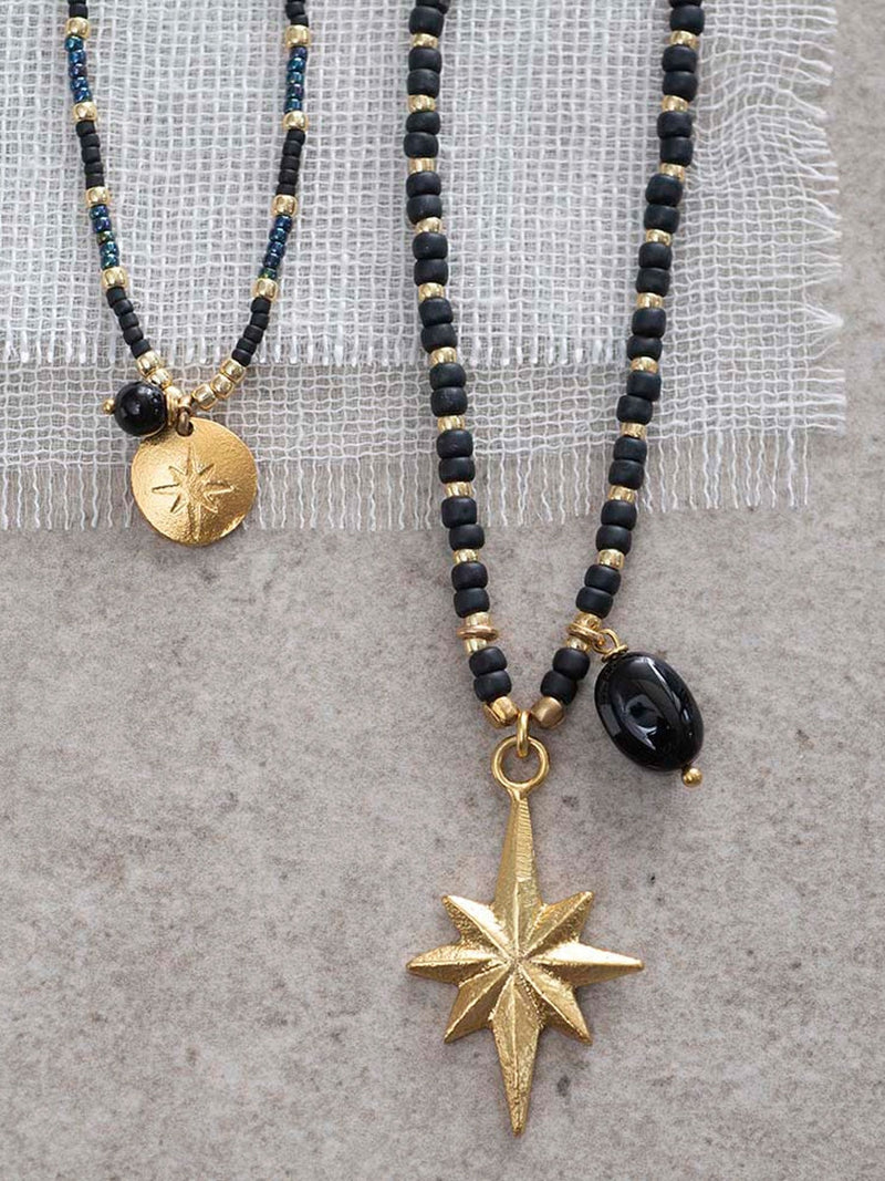 A Beautiful Story FANTASY black onyx gold necklace