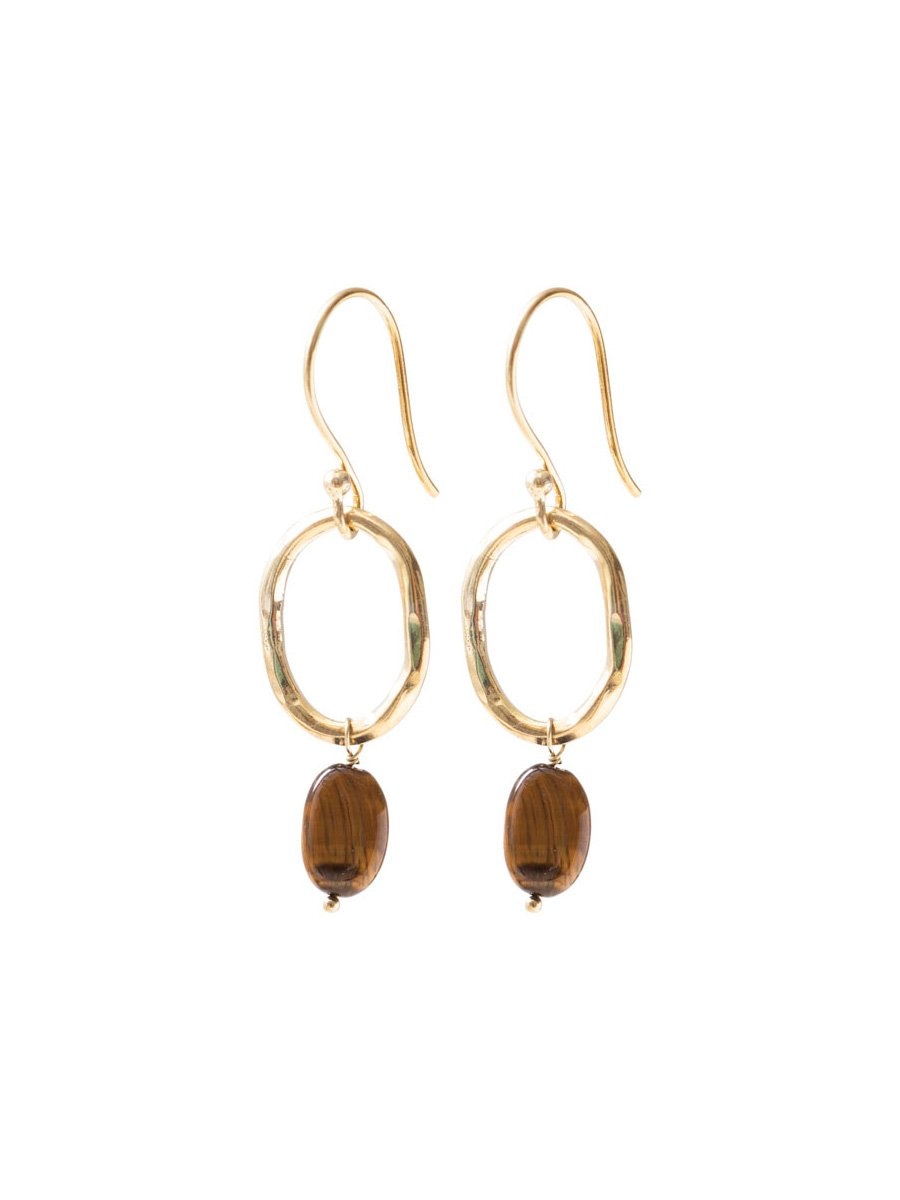 A Beautiful Story GRACEFUL tiger eye gold earrings