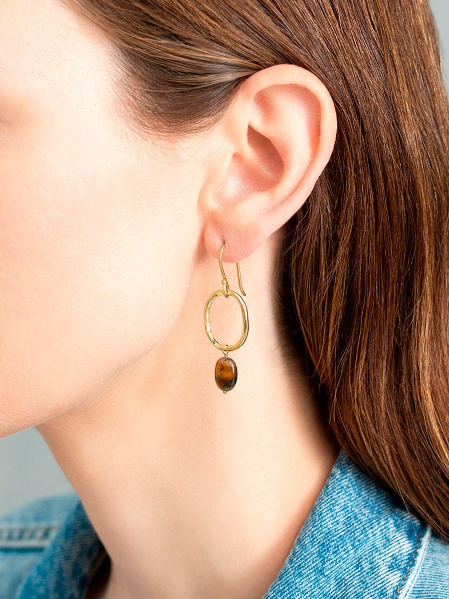 A Beautiful Story GRACEFUL tiger eye gold earrings