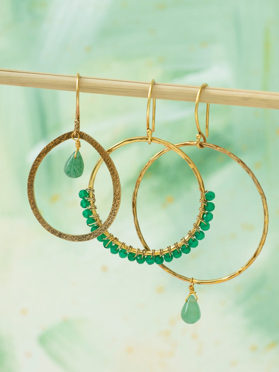 A Beautiful Story KINDNESS aventurine gold earrings