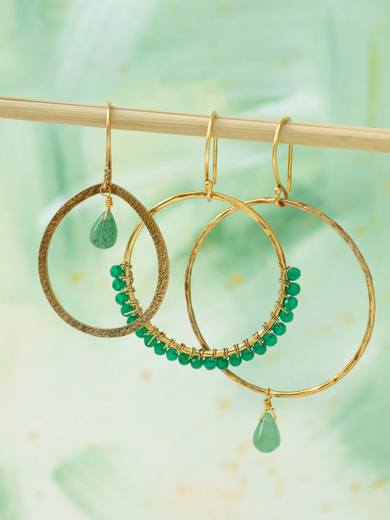 A Beautiful Story KINDNESS aventurine gold earrings