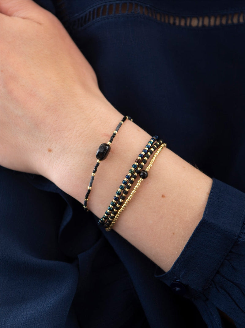 A Beautiful Story LOYAL black onyx gold bracelet