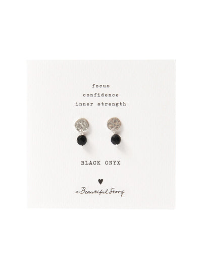 A Beautiful Story MINI COIN black onyx silver earrings