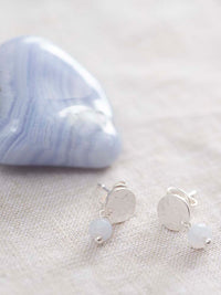 A Beautiful Story MINI COIN blue lace agate silver earrings